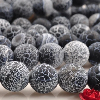 

Free Shipping Natural Stone Frost Spider Web Black Agata Beads 4 6 8 10 12mm pick size for jewelry making FSB01