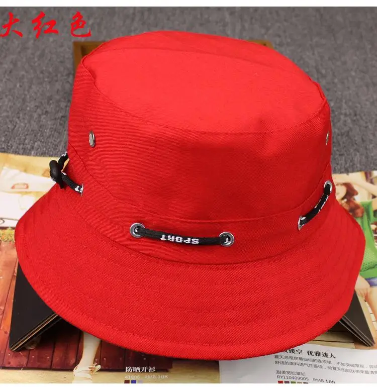 Регулируемая пряжка для шнура Панама для рыбака шляпа на открытом воздухе Дорожная шляпа шляпы от солнца для мужчин и женщин 249 - Цвет: Red