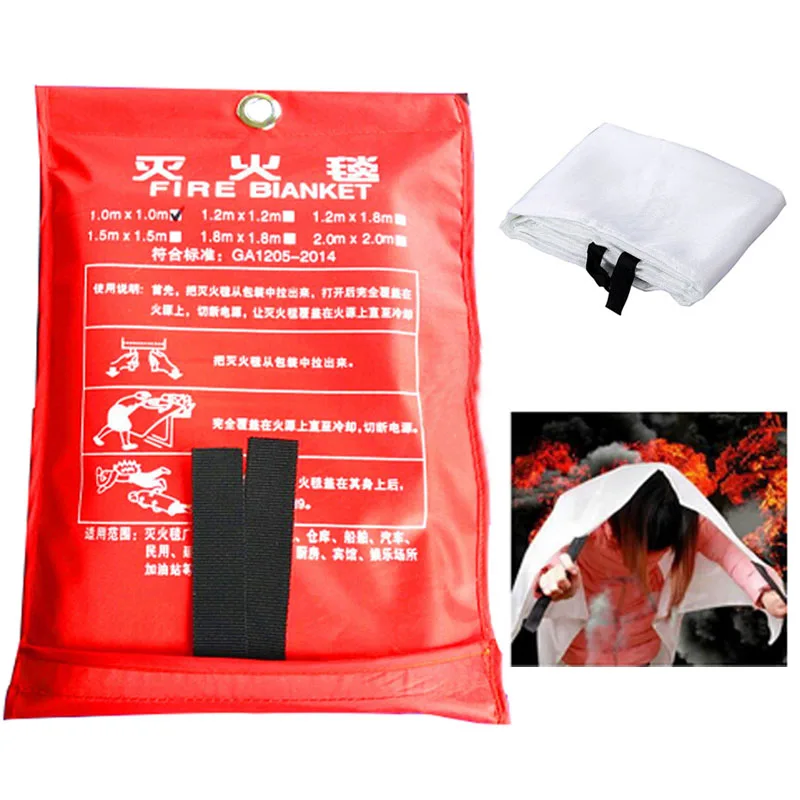 

Fiberglass Emergency Fire Blanket Camping Outdoor Survival Blanket 1m x 1m Fire Shelter Safety Protector First Aid Blanket