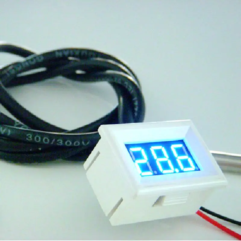 

New Digital Thermometer Thermograph Temperature Tester Blue LED Anti-corrosion DS18B20 Sensor White Shell waterproof