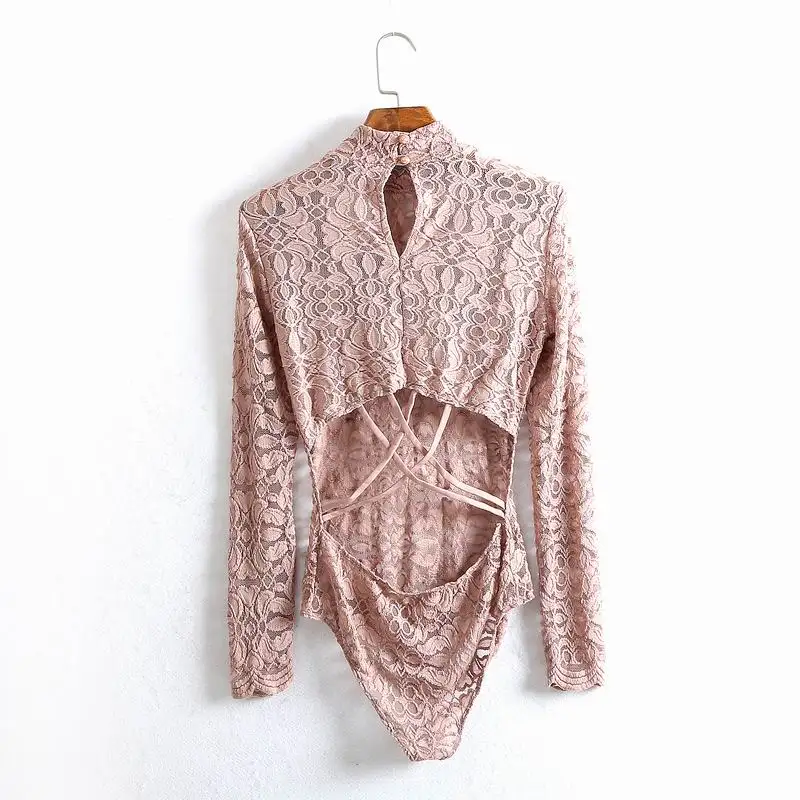 2018 New Fashion Women Sexy Long Sleeve Lace Stand Collar Base Slim Bodysuits Lady Backless Catsuits Female Elegant Overalls 2018 New Fashion Women Sexy Long Sleeve Lace Stand Collar Base Slim Bodysuits Lady Backless Catsuits Female Elegant Overalls
