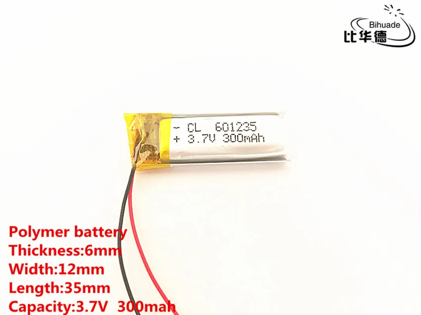 Литиевая батарея 601235 3,7 V, 300 mAH, 061235 полимерный литий-ионный/литий-ионный аккумулятор для игрушки, POWER BANK, gps, mp3, mp4