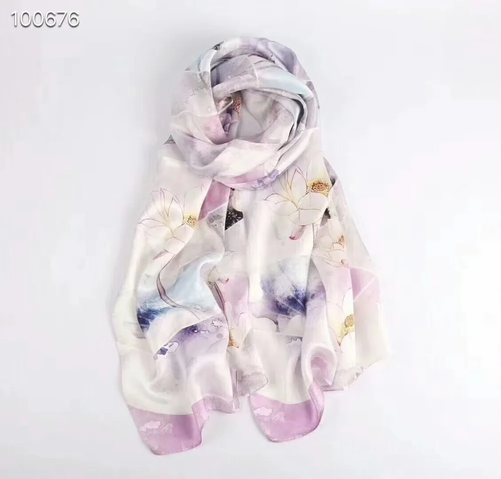 

100% Real Silk long Scarf Women Silk Scarf Luxury Brand Hangzhou Silk Scarf For Ladies