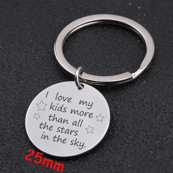 

Fashion Round Keychain Engraved I Love My Kids More Than All The Stars In The Sky Mother Exclusive Jewelry Gift Charm Tag