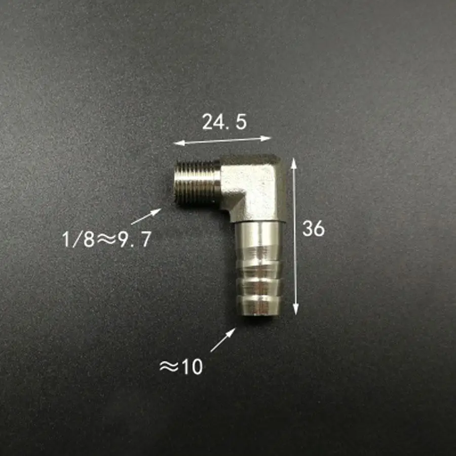 DN6 1/8 &quotBSP Male Fit 10 мм ID шланг локоть хомут фитинг Hosetail никелированный латунный