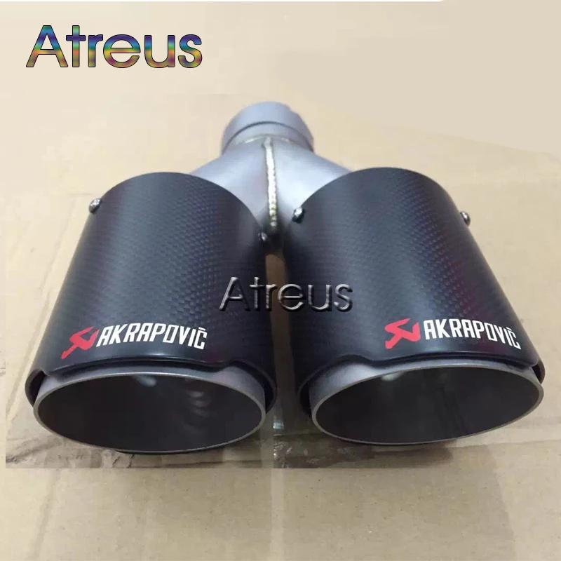

Multiple Sizes Twin Akrapovic Carbon Fiber Car Exhaust pipe Tip For Mazda Nissan Hyundai Kia Buick Seat Abarth Volvo Accessories