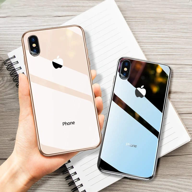 Shockproof Tempered Glass Case for iPhone XR XS MAX 6s 7 8 Plus 7plus 8Plus Coque Soft Silicone Phone Cover for iPhone Case Mask