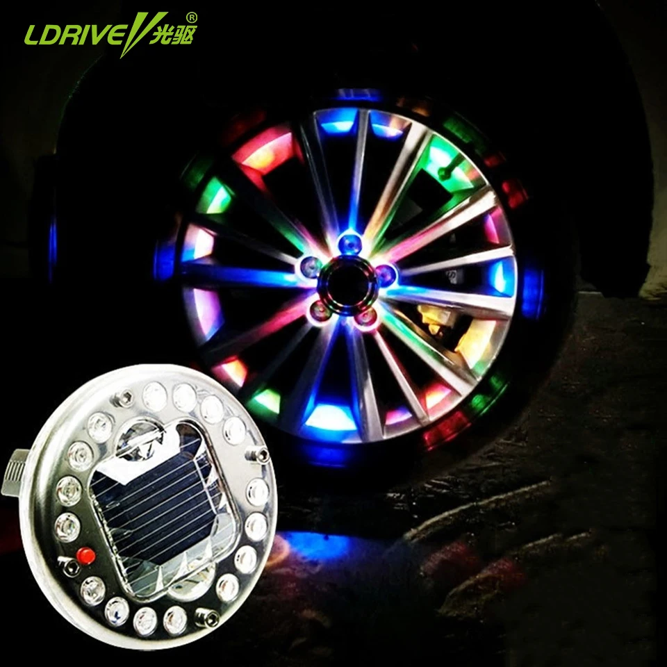 1pcs Hot Sales 16LED Car Auto Solar Energy Flash Wheel
