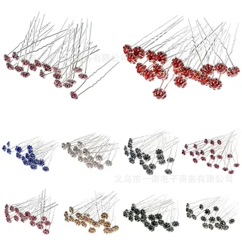 

50 pcs Lot Fashion U Shape Crystal Hair Fork Flower Hair Pin Sticks Women Wedding Bridal Hair Accessories Jewelry Hair Clip