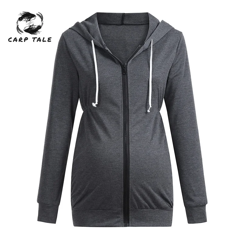 Maternity Women Hooded Jacket Women's Warm Clothes Long-sleeved Sweater Solid Color Pregnant Women Shirt Pregnant Coats