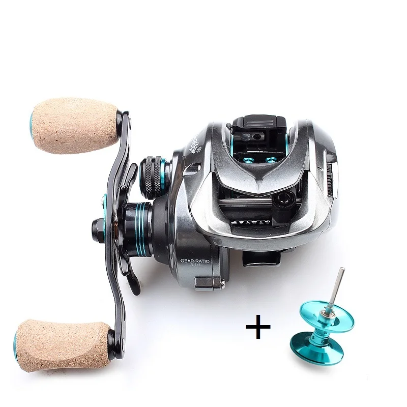 

Kawa Fishing Reel New Model Double Aluminum Spools Magnetic Brake Cork Knob Bearing 11+1 Max Drag 8KG Weight 219.5g