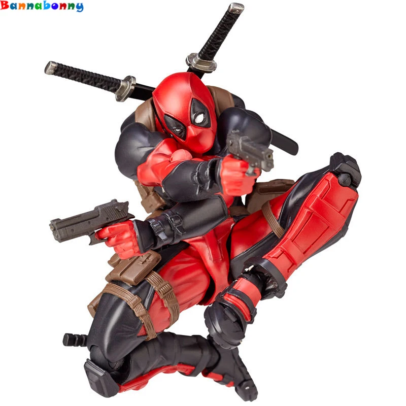 

15CM Deadpool Revoltech X-Men Action Figure Wade Winston Wilson Doll With Sword Gun Weapon Cool Model Toy