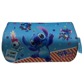 

1 Pcs Cartoon Stitch Hayao Miyazaki Totoro Pencil Case Large Capacity Double Layer Zipper Pencil Bag Stationery Pouch Stationery