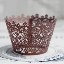 Кружева Бумажные формы для выпечки для свадебной вечеринки, одноразовые коричневые Маффин, торт, кекс формы, Обертка Свадебные украшения