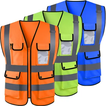 

High Visibility Hi-Vis Safety Vest Reflective Driving Jacket Worker Night Security Waistcoat Set With Pockets For Work Run