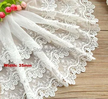 

1 Yard Width: 35cm white cotton cloth lace Sewing accessories Embroidered trim lace Beautiful lace for diy(ss-3611-279)
