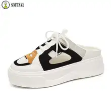 SMTZZJ/Модная парусиновая обувь на плоской подошве без шнуровки, Белая обувь на толстой подошве, мягкая дышащая обувь для девушек и женщин, Тапочки, новинка года, распродажа