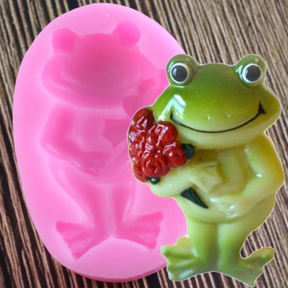 

Cute Frog Silicone Mold DIY Rose Flower Bouquet Fondant Cake Decorarting Tools Jelly Candy Clay Cookie Chocolate Gumpaste Molds