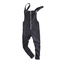 Мужские черные джинсовые комбинезоны узкие джинсы рабочая одежда индивидуальная молния дизайн ноги укороченные брюки сиамский