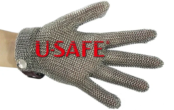 

Plastic Strao stainless steel chain mail glove mesh glove strong strap cut proof strap cuff glove