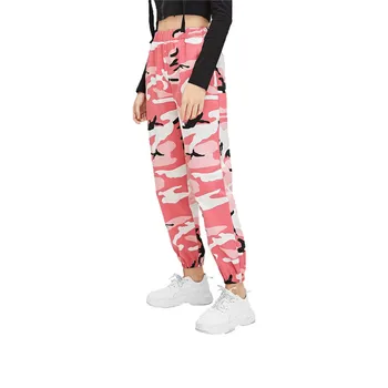 

New Women Camo Cargo High Waist Hip Hop Trousers Pant Military Army Combat Camouflage Long Pants Hot Capris Trousers Pants New