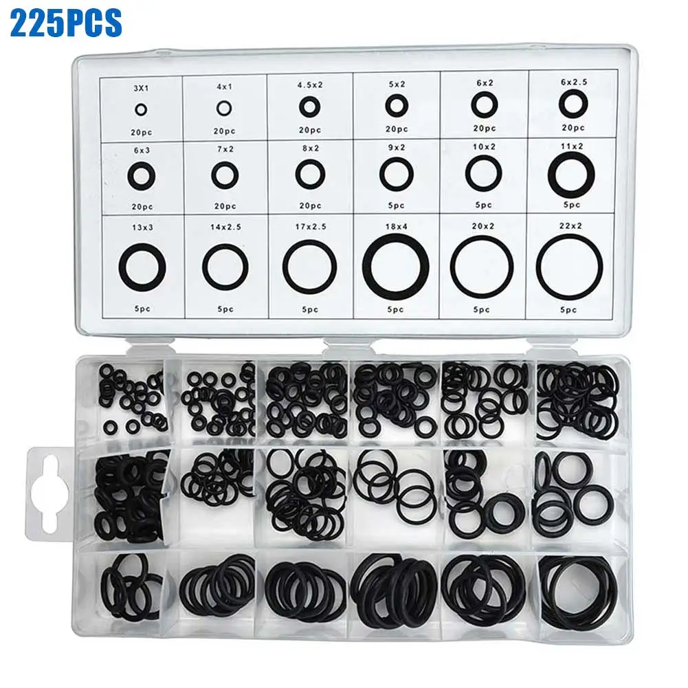 

225Pcs/Box Rubber O Shape Ring Sealed Seals Durable Wear-resistant For Car Water Pipes Plumbing Set --M25