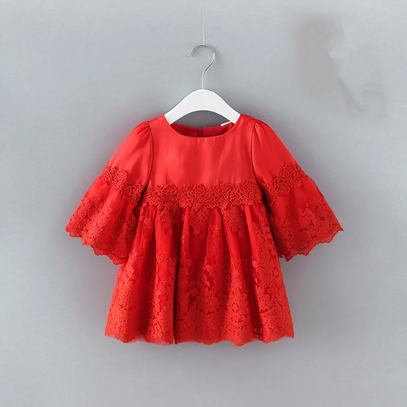 

Baby Girls Clothes 2019 Spring Embroidery Flare Sleeve Infant Baby Girls Christening Dresses Girls Party Baptism Dress 0-2Y