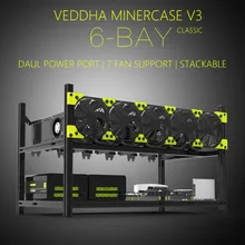 High Performance Veddha V3C6 GPU Mining Rig Aluminum Alloy Stackable Case Up To 6 GPU Open Air Frame Rack Bracket