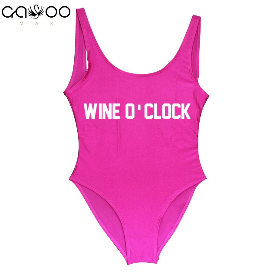 

WINE O'CLOCK 2019 Swimwear Women One Piece Swimsuit Fun party Have Lining badpak plus size white swimsuit woman swimsuit