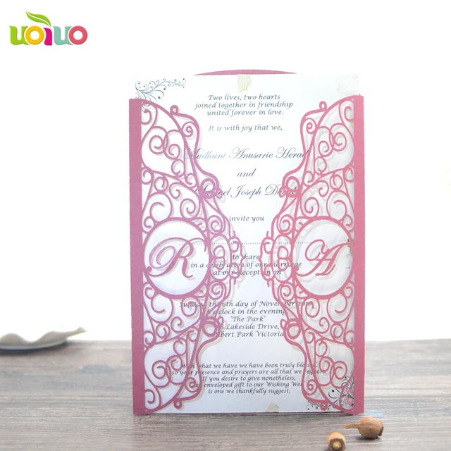 hot sell laser cut paper weddding supply various color and size size of rsvp card