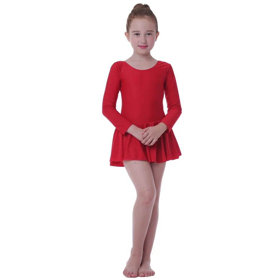 SONGYUEXIA/платье для балета для девочек; Детское трико с юбкой для гимнастики; детская одежда для сценических танцев; 4 цвета; танцевальный костюм для девочек - Цвет: Красный
