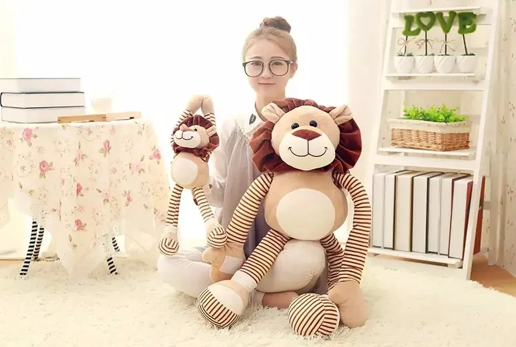100% new arrival  cartoon stripes lion plush toy soft pillow christmas gift b1357