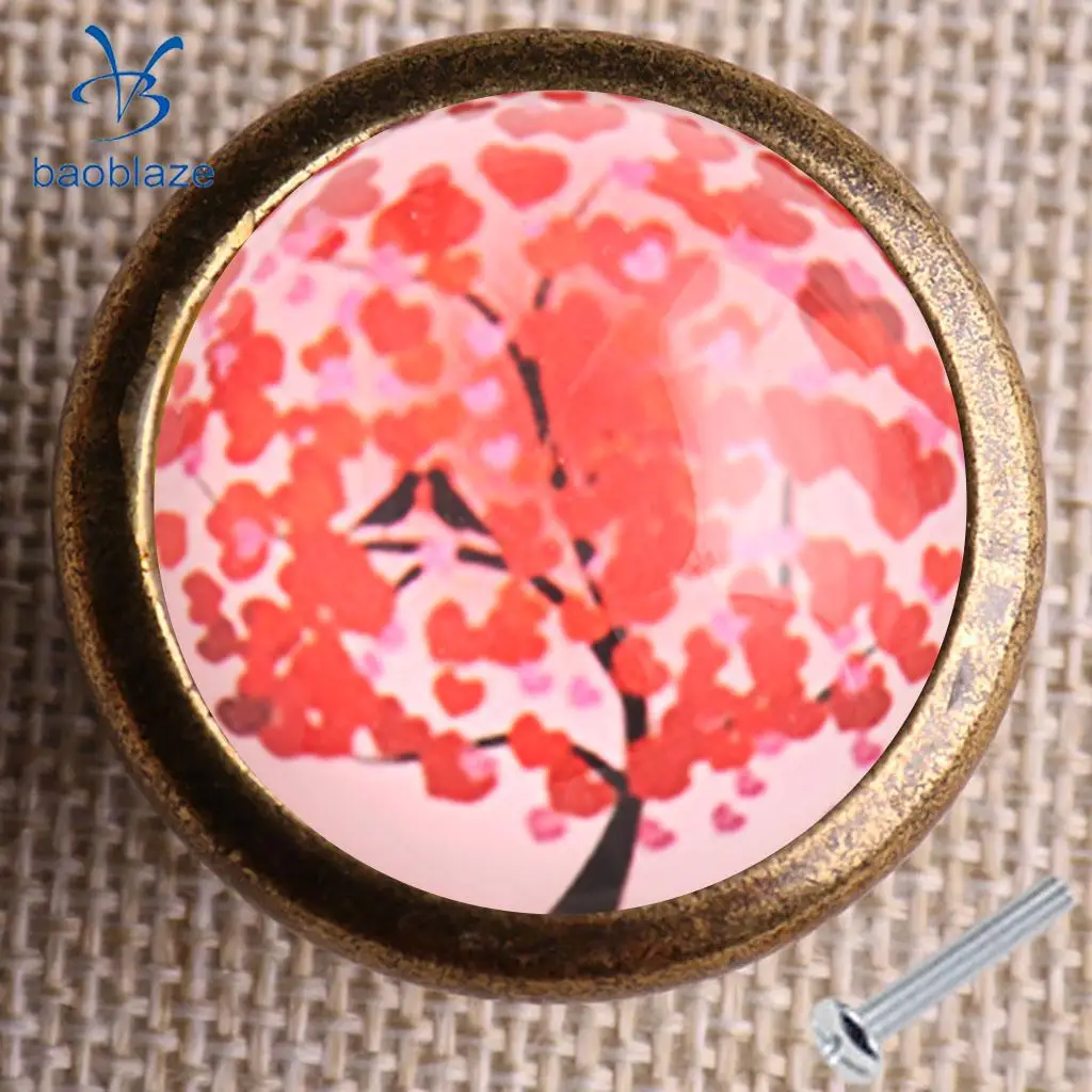 Baoblaze Tree Pattern Retor Metal Pull Knobs Cabinet /Drawer/ Cupboard/ Wardrobe/ Door/ Bin Pull Handle for Home DIY Decor