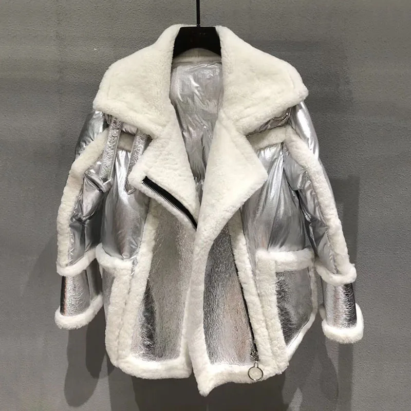 2018 new fashion silver color women real fur and leather coats genuine sheepskin and lamb sheep fur turn down collar outwear 2018 new fashion silver color women real fur and leather coats genuine sheepskin and lamb sheep fur turn down collar outwear
