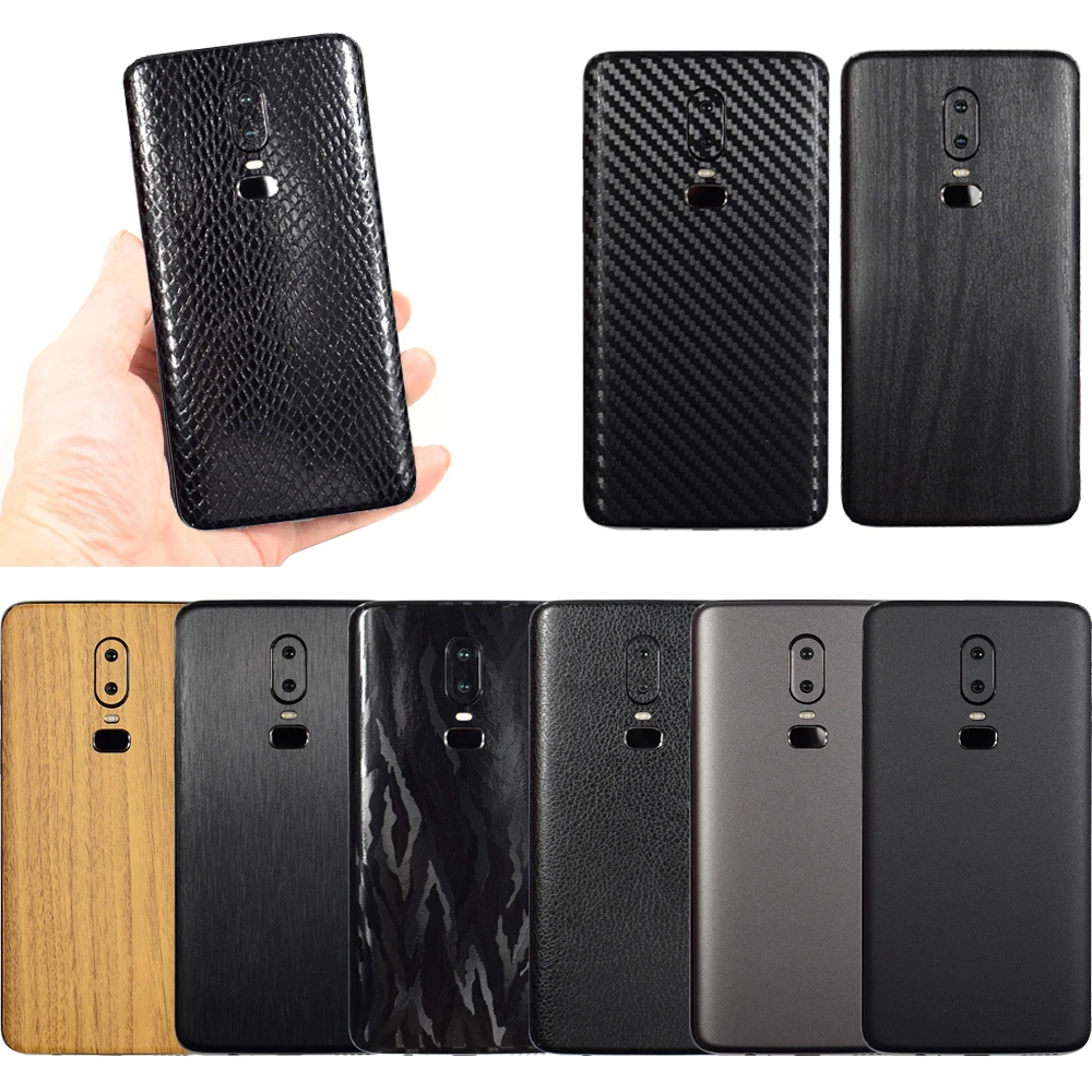 3D наклейка из углеродного волокна для OnePlus 7 Pro Кожаные чехлы с деревянным