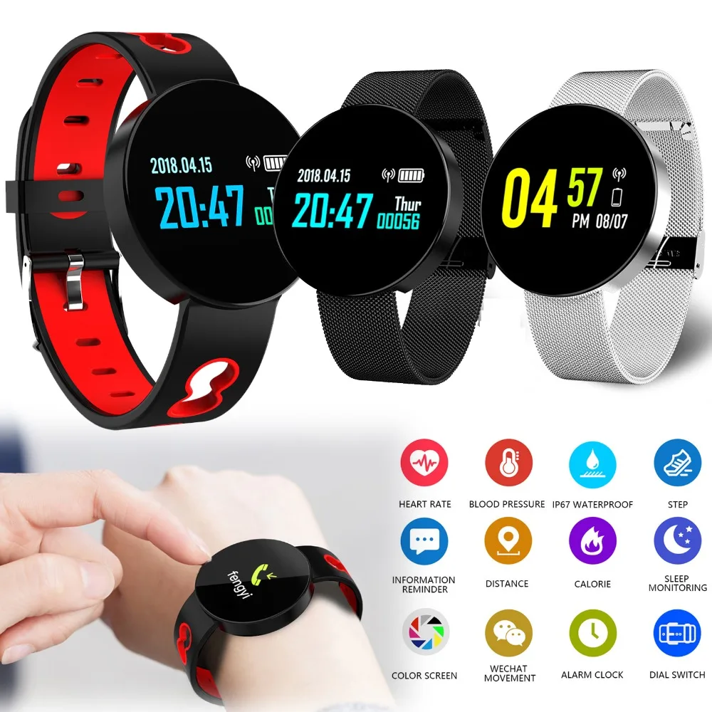 Heart Rate Blood Pressure Tracker Sports Pedometer Bracelet Remote Control Bluetooth Smart Watch  For Smartphones Android iOS