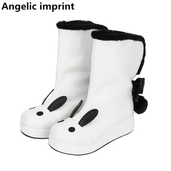 

Angelic imprint handmade mori girl Women winter boots lady lolita ankle Boots woman princess wedges heels shoes 33-47 rabbit ear
