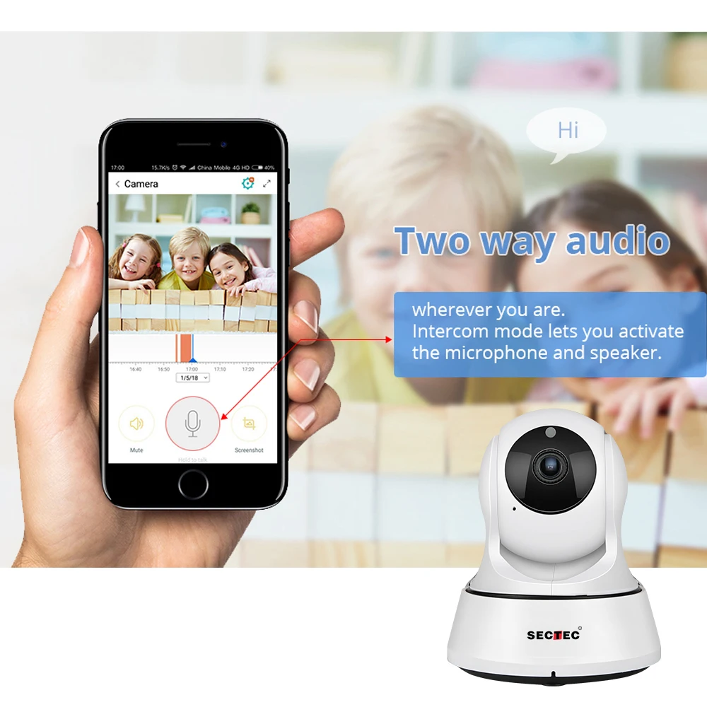 Облачная IP камера SECTEC 1080P с автоматическим отслеживанием людей Wi Fi|Камеры