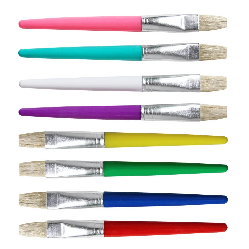 

4pc Candy Color Paint Brush Oil Watercolor Painting Pen Bristle Plastic Hande Gouache Drawing Art Supply Kids Scrawl Tools