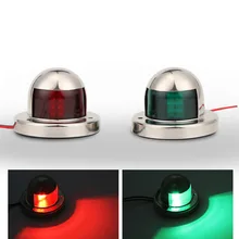 1Pair 12V Marine Boat Yacht LED Bow Navigation Light Stainless Steel Red Green Sailing Signal Light