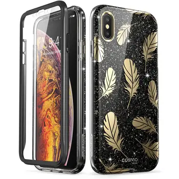 

For iPhone Xs Max Case i-Blason Cosmo Series Full-Body Shinning Bling Glitter Feather Bumper Case with Built-in Screen Protector