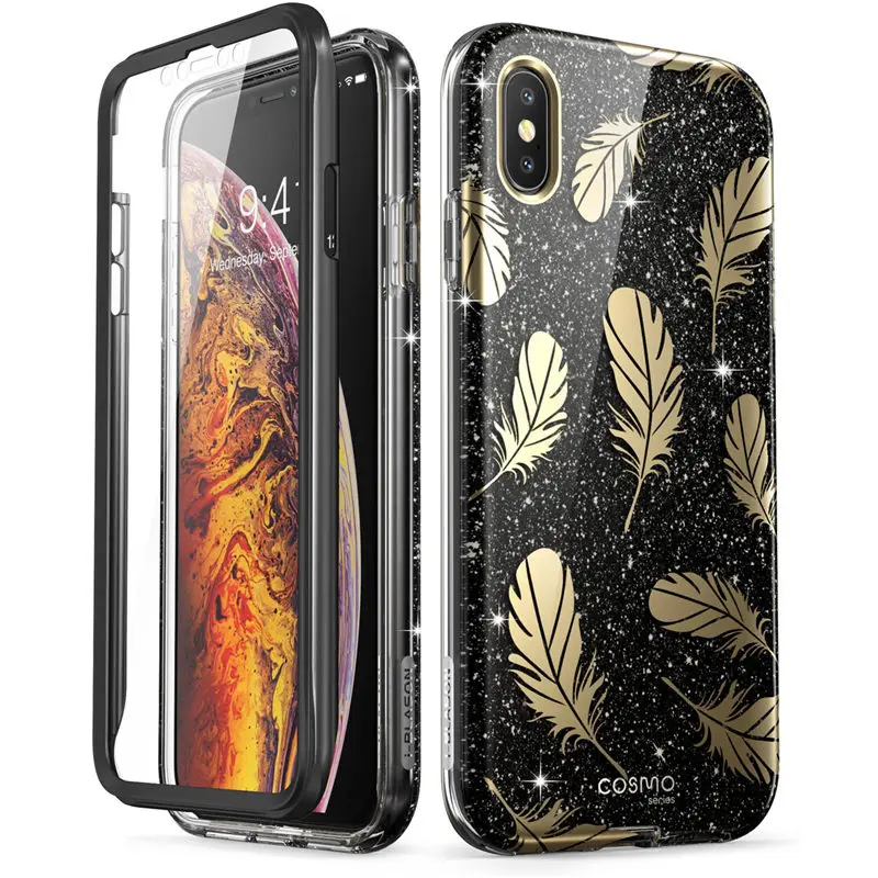 Для iPhone Xs Max Чехол i-Blason Cosmo серия полный корпус сверкающий блеск перо бампер чехол