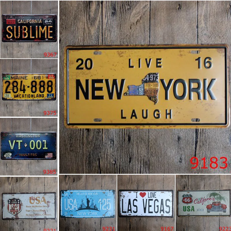 

I LOVE LAS VEGAS Home Wall Decor NEW YORK Car License Plate Vintage Tin Sign For Cafe Bar Pub Club Garage Metal Art Poster