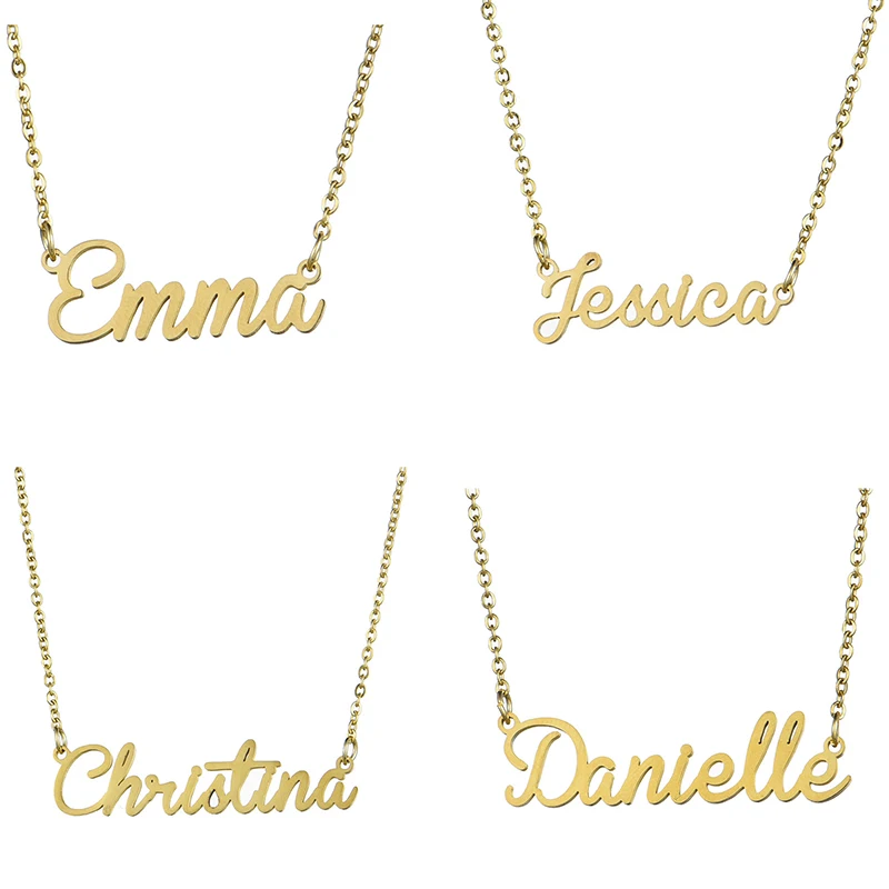 

Custom fashion Jessica DIY stainless steel link chain name necklace Valentine's Day jewelry for women dropshipping AP2247