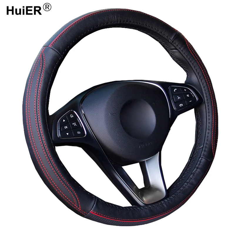 

Car Steering Wheel Cover Volant Cow Leather Fashion Braid on the Steering-wheel Funda Volante Stuurhoes 5 Colors Auto Styling