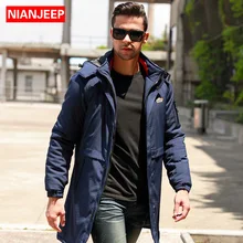 NIAN JEEP брендовая одежда для мужчин s зимние куртки длинные стиль с капюшоном воротник теплые парки для мужчин зимнее платье 150