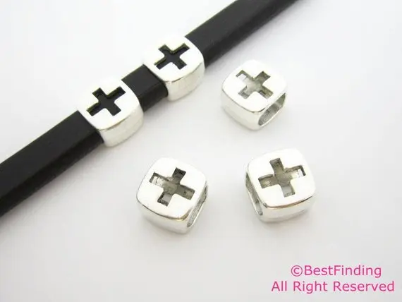 

Licorice Cross slider 10x6mm Thick licorice leather findings beads -LF55