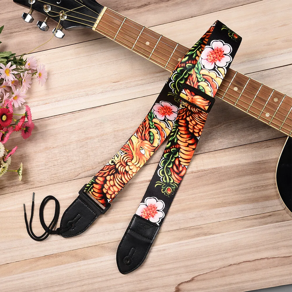 

Guitar Straps Personalized Printing Guitar Straps Golden Phoenix Winter-sweet Pattern Guitar Straps For Guitar Bass 2019 New