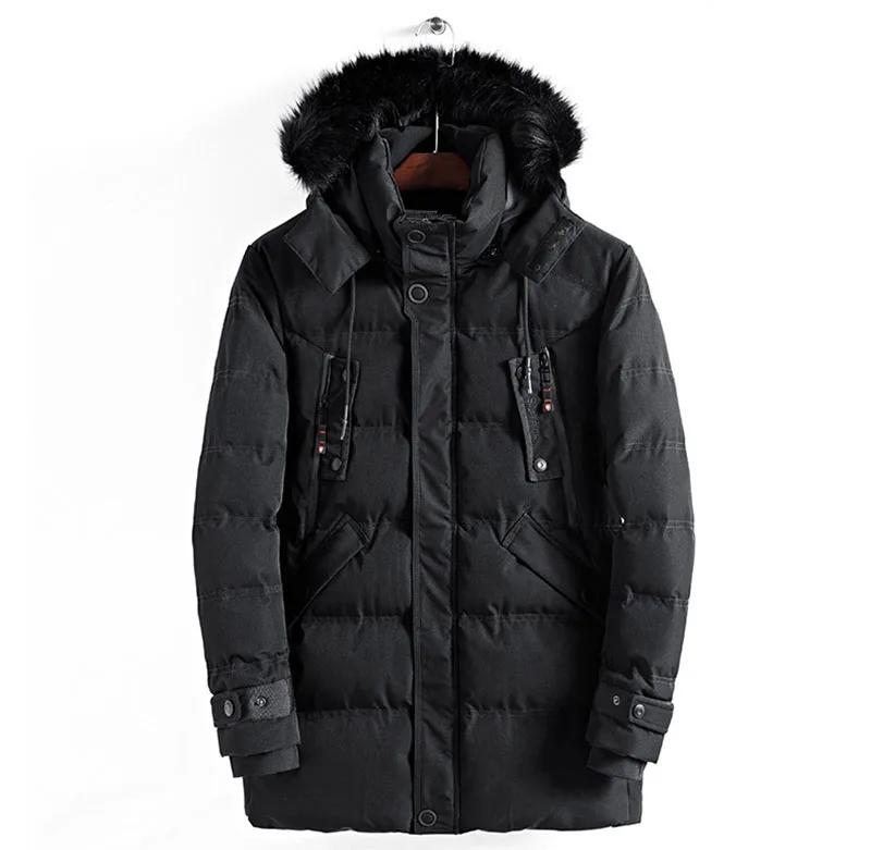 GAAJ Парка мужская Amry темно-синяя черная Повседневная облегающая-25'C Толстая теплая зимняя куртка с меховым воротником пальто со съемным капюшоном HPM58