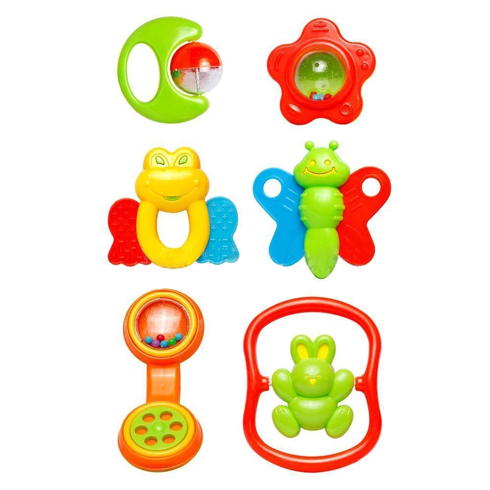 Новые 6 шт Пластик ручной Джингл встряхивания колокольчик погремушка музыкальная игрушка для малышей, 6 шт./компл. B